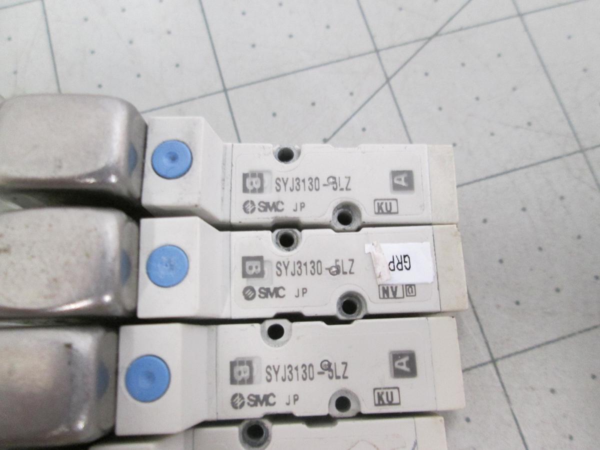 Used SMC, SYJ3130-5LZ, SYJ3000 24VDC, 4-Port Solenoid Valves, Used Lot of 5