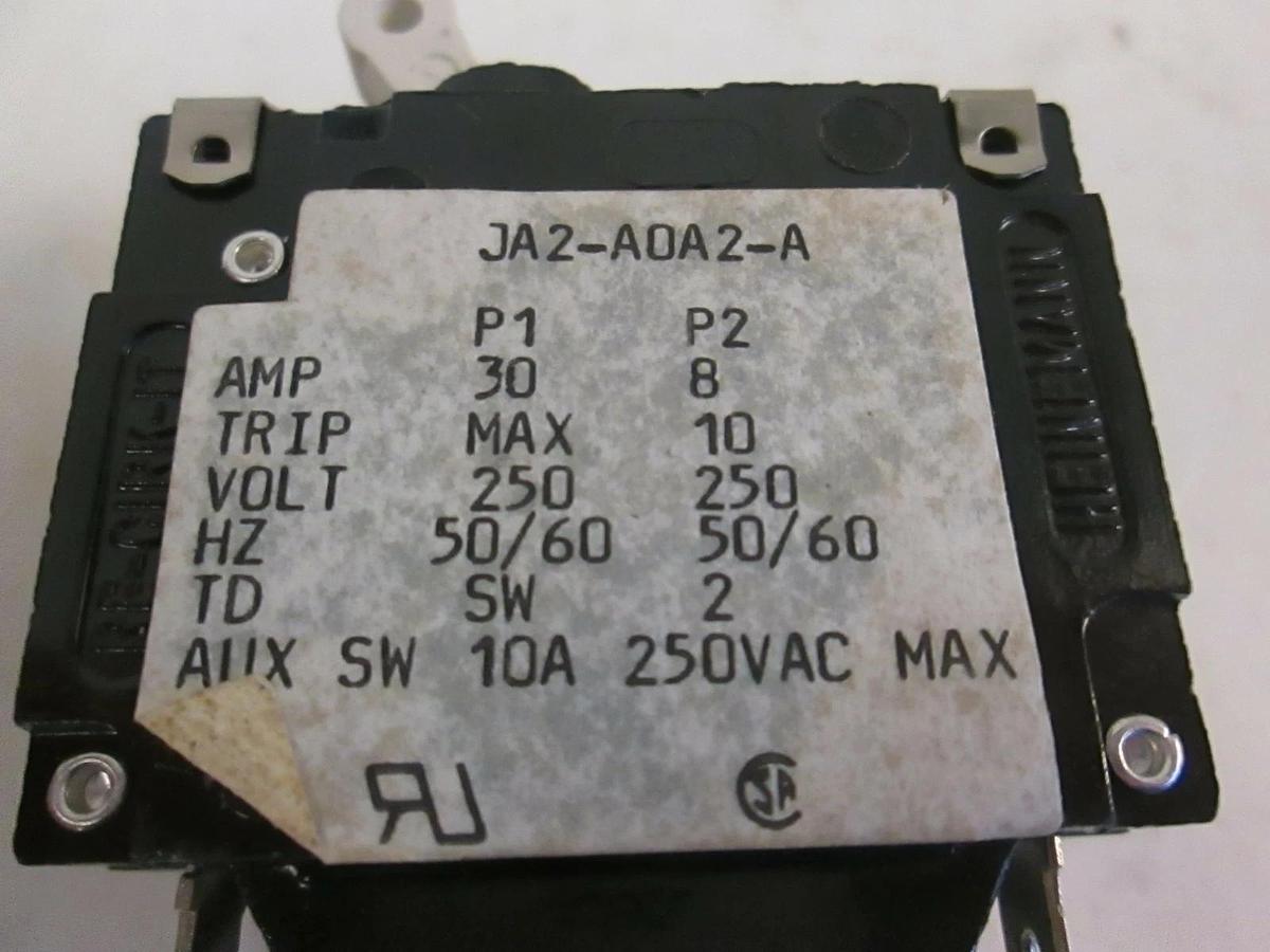 Used Heinemann JA2-A0A2-A, 2 Pole Circuit Breaker Switch- Used