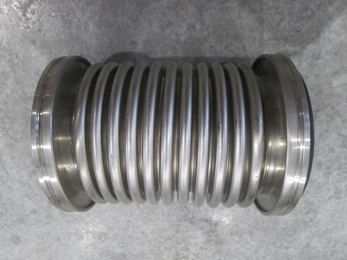Used Stainless Steel Formed Bellows Vacuum Pipe / Hose, 6"L, 107MM Flange, Used