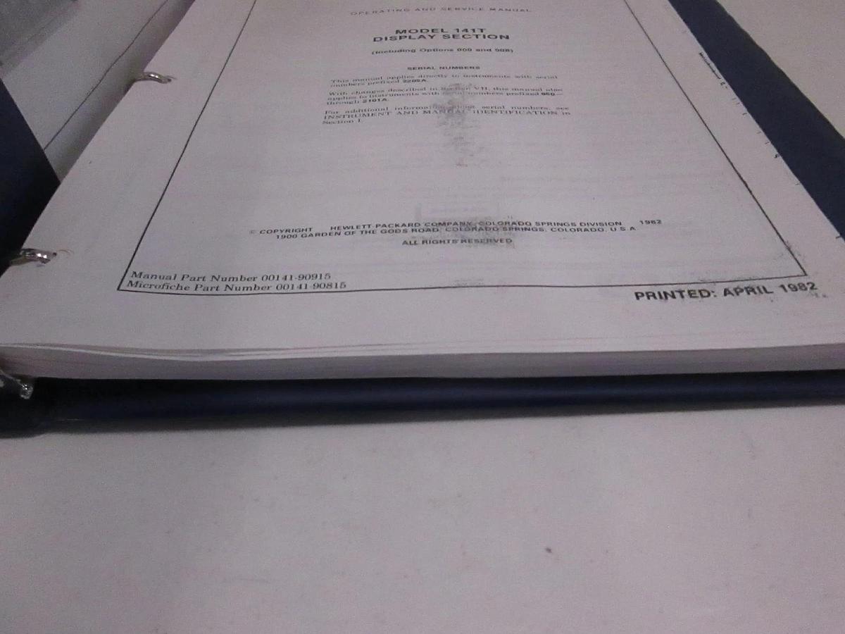 Used HP Model 141T Display Section, Operating and Service Manual, Used