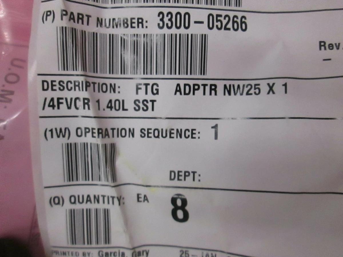 Used AMAT, FTG Adapter NW25 X 1/4 FVCR 1.40L SST, 3300-05266, Used