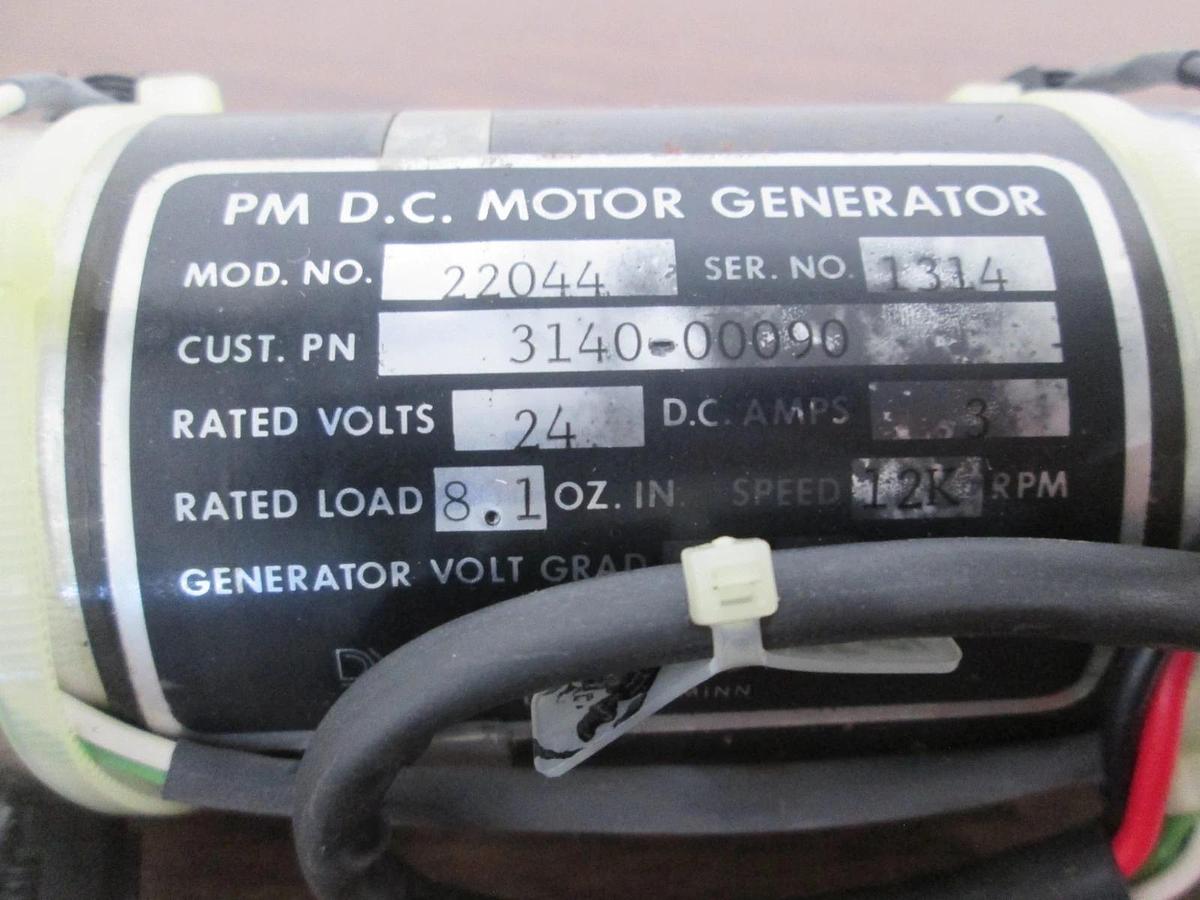 Used PM D.C. Motor Generator, Model 22044, 24V, 8.1oz Load, Motor Assy, Used