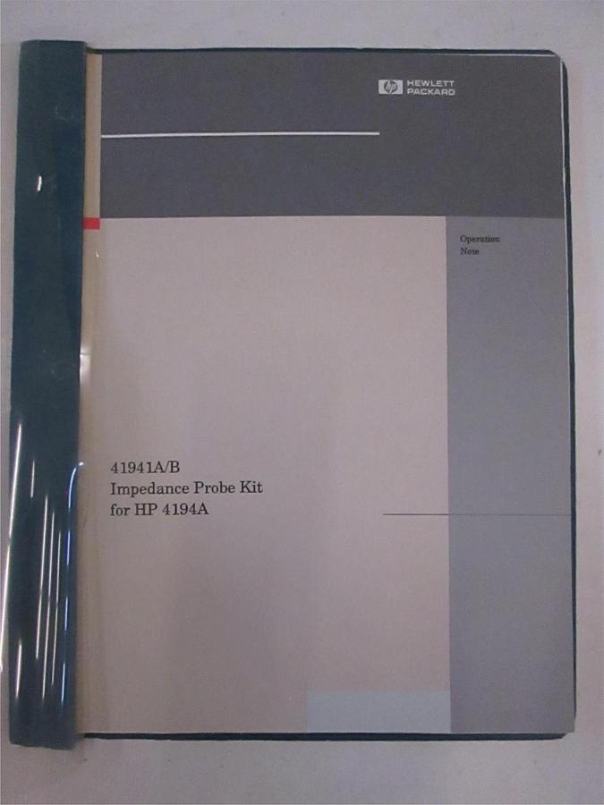 Used HP 41941A/B Impedance Probe Kit Operation Note, Used