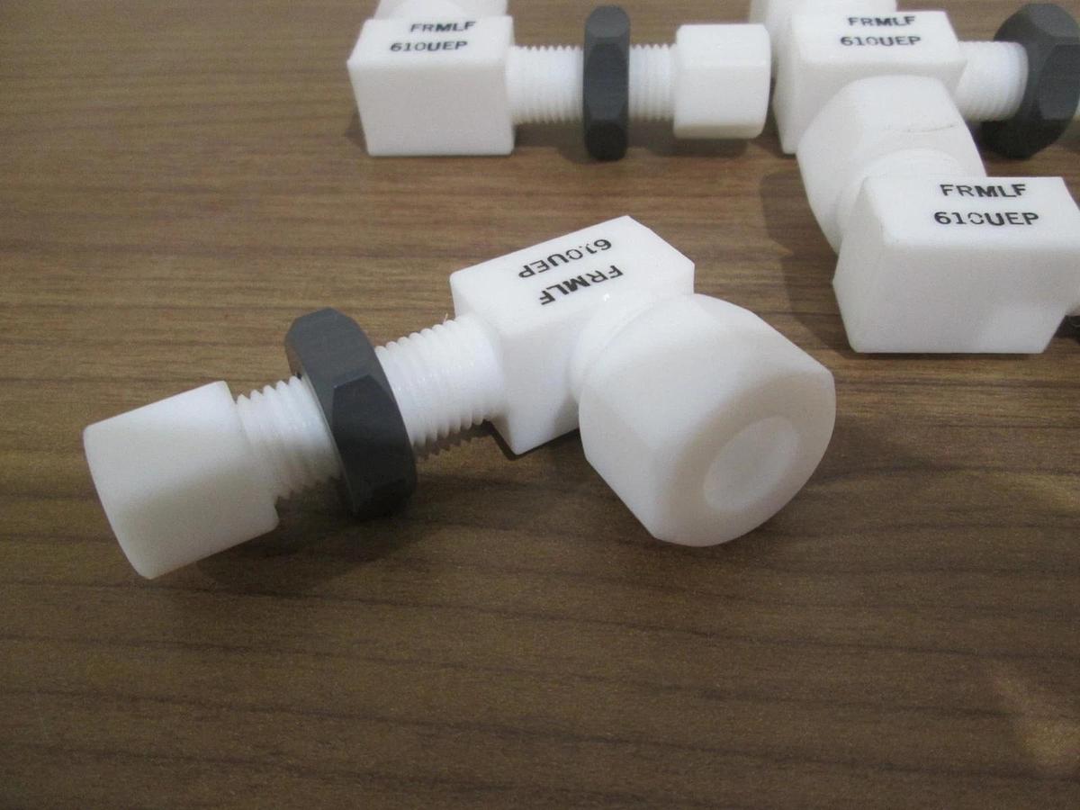 Teflon Fitting FRMLF-610UEP, Female Elbow Reducer 6mmX10mm, Longflare, Lot of 8