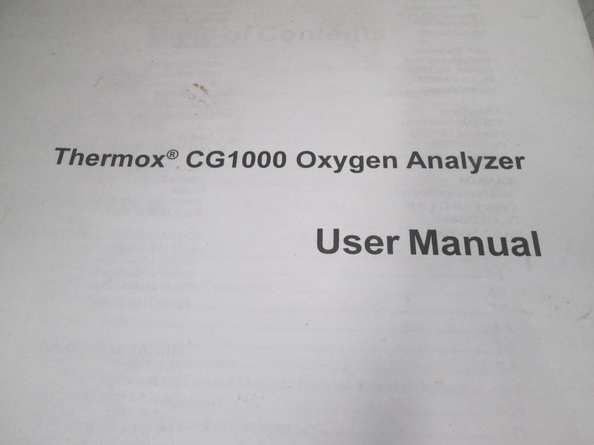 Used Ametek, Thermox CG1000 Oxygen Analyzer, User Manual, Used