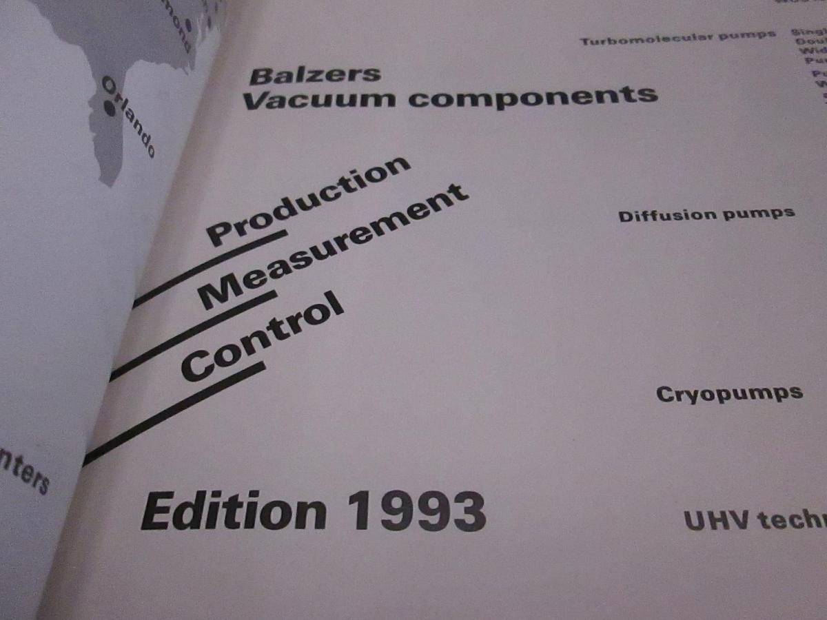 Used Balzers Vacuum Components Edition 1993, Used