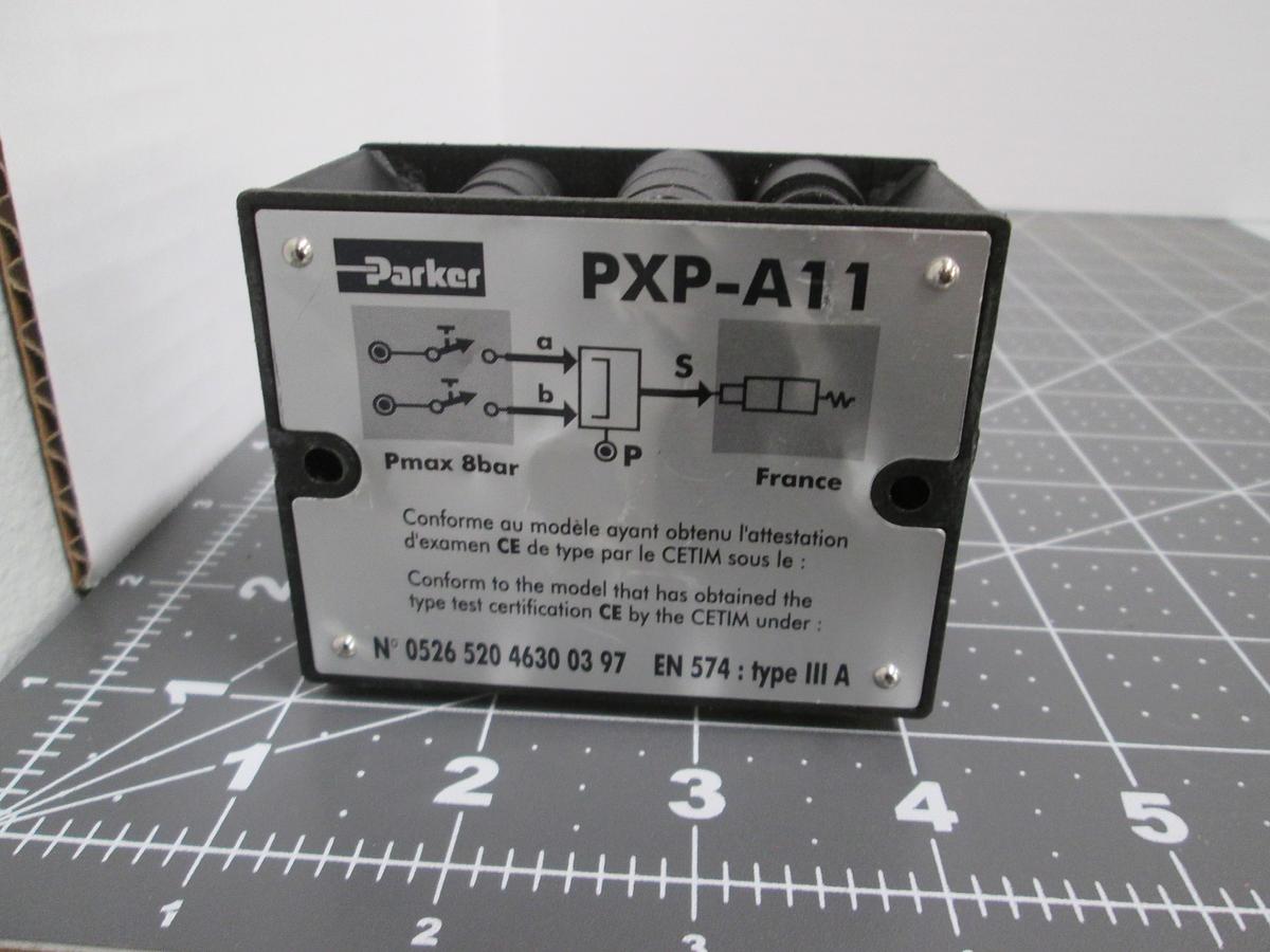 Used Parker PXP-A11 Pneumatic Two Hand Safety Control Logic Module Valve 8 Bar