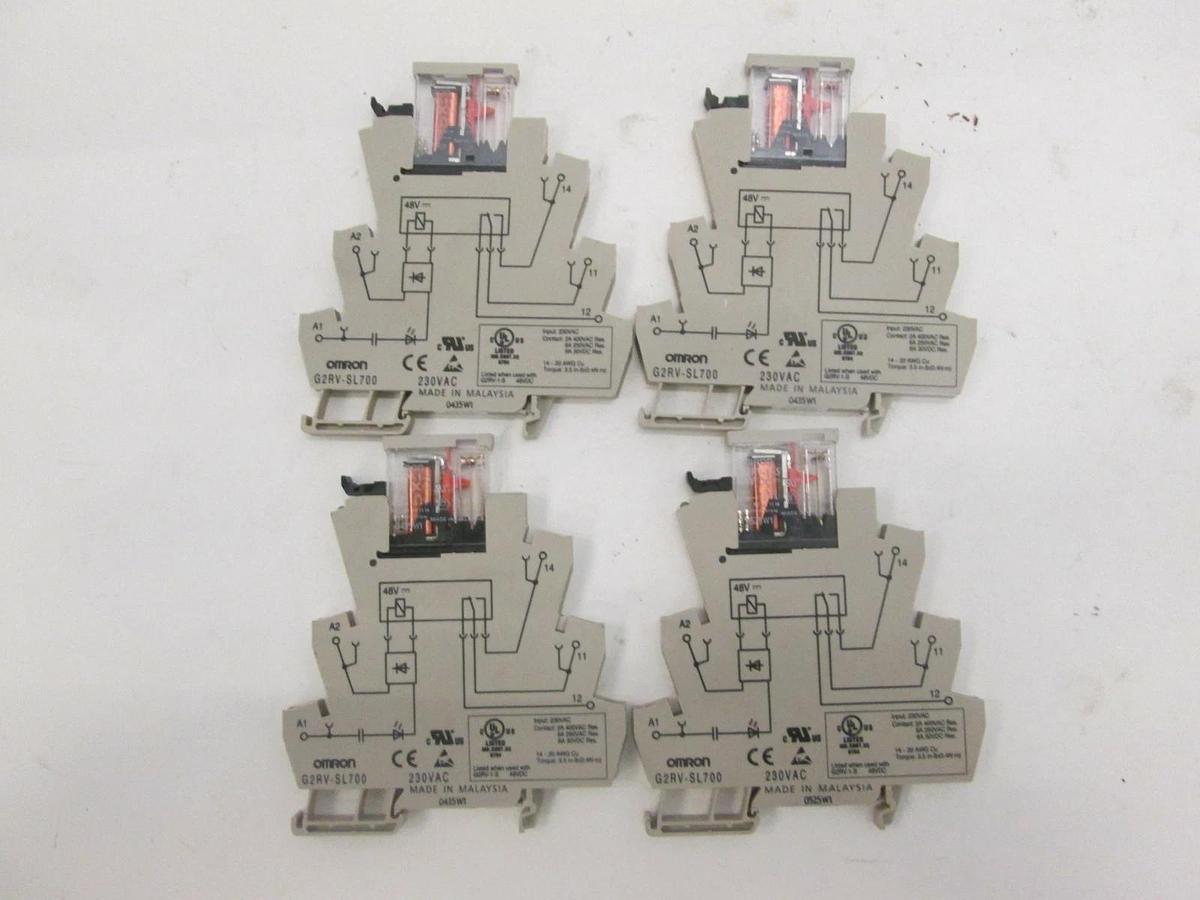 Used Omron, Power Relay W/ Socket, G2RV-SL700, Used, Lot of 4