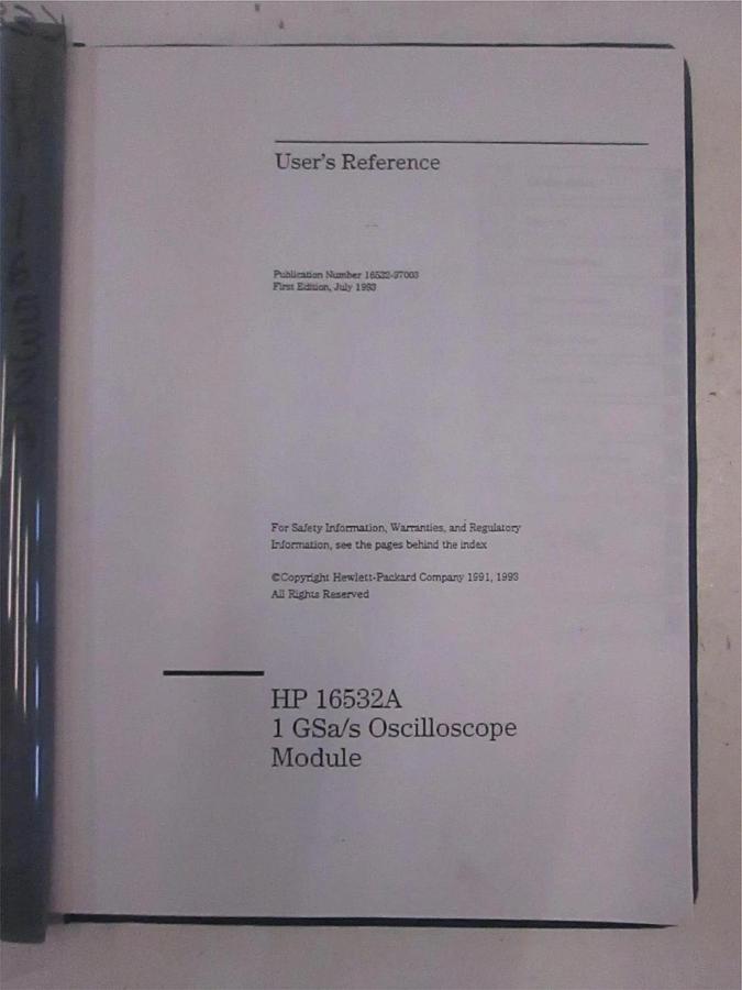 Used HP 16532A 1GSa/s Oscilloscope Module User's Reference, Used