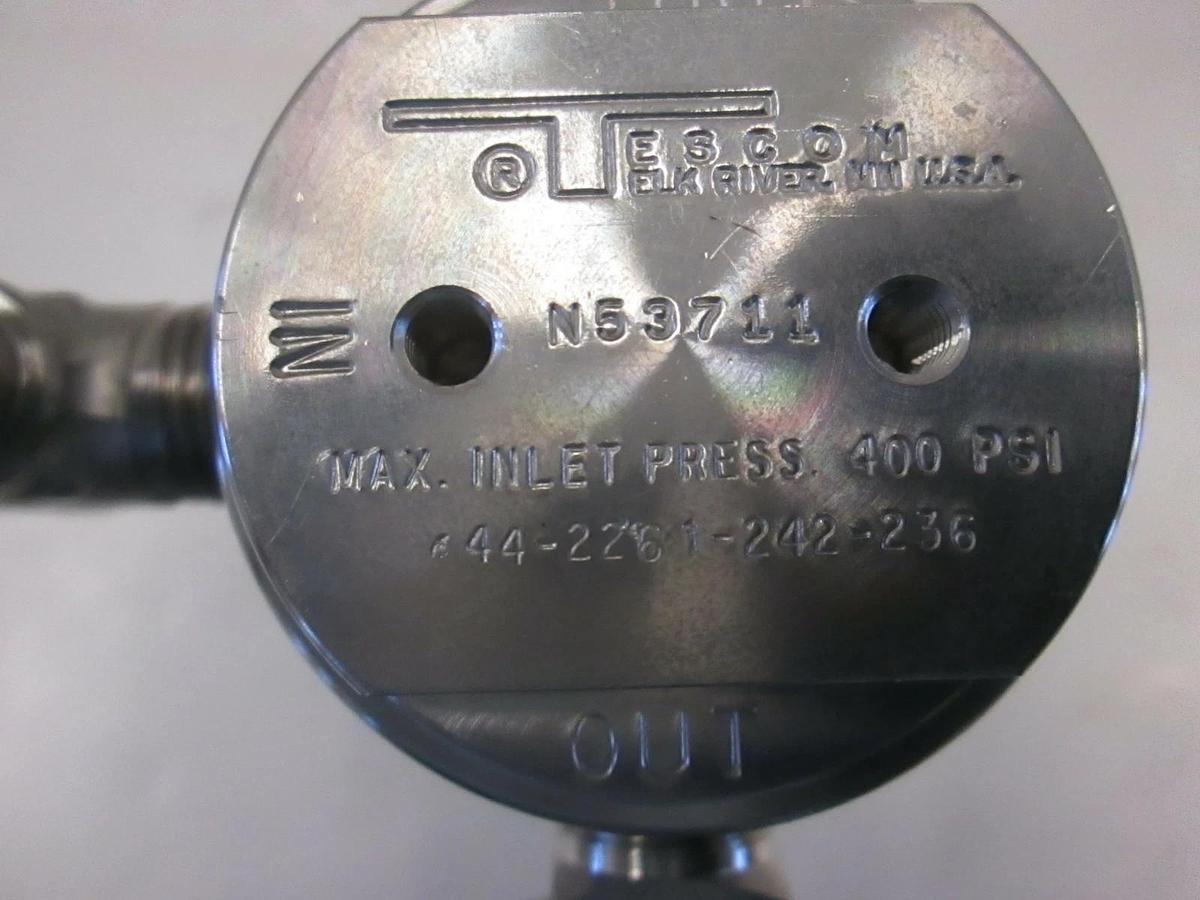 Used Tescom Stainless Steel Regulator, 44-2261-242 w/ 0-100 PSI Gauge, Used