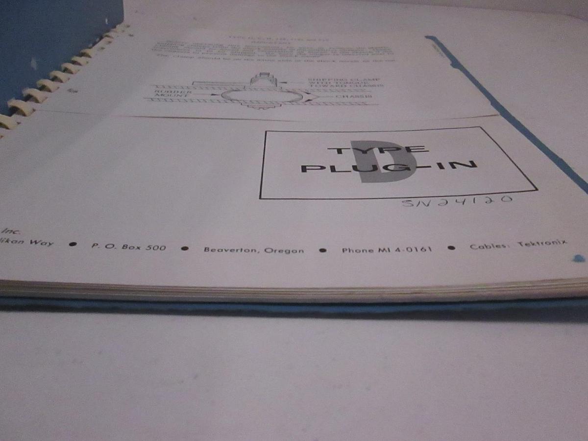 Used Tektronix Type D,E,H,122,1121 and 519 Plug-In Instruction Manual, Used