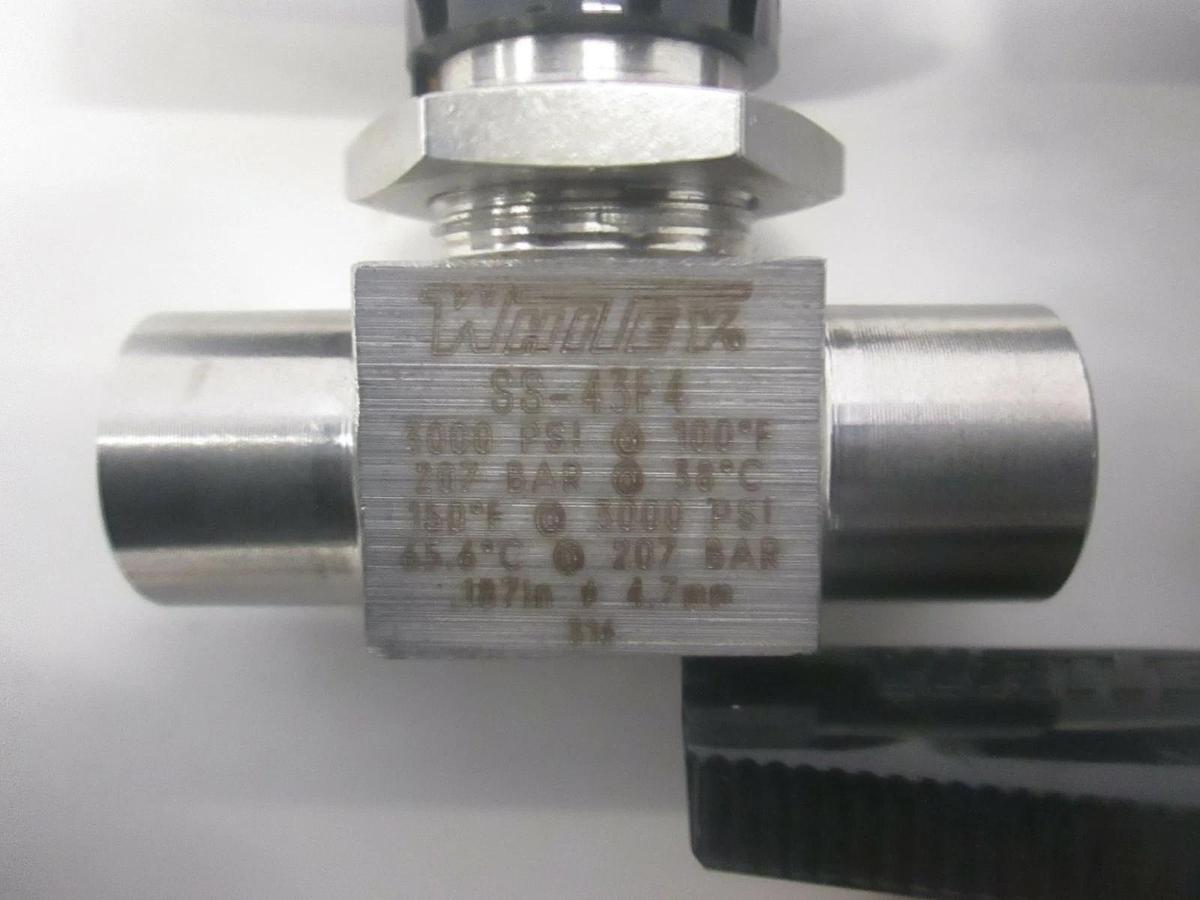 Used Whitey, SS-43S4, SS-43XS4, SS-43F4 Ball Valve, Used, Lot of 3