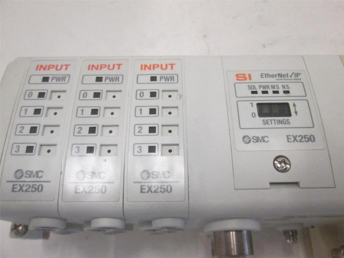 Used SMC, EX250, DeviceNet Interface 3 Module Assy w/ 7 Valves, SV1200-5FUD, Used