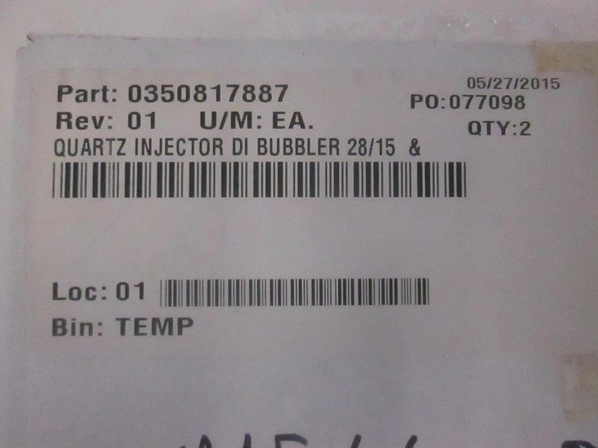 MRL Sandvik 0350817887 Quartz Injector DI Bubbler 28/15, , New, Lot of 2