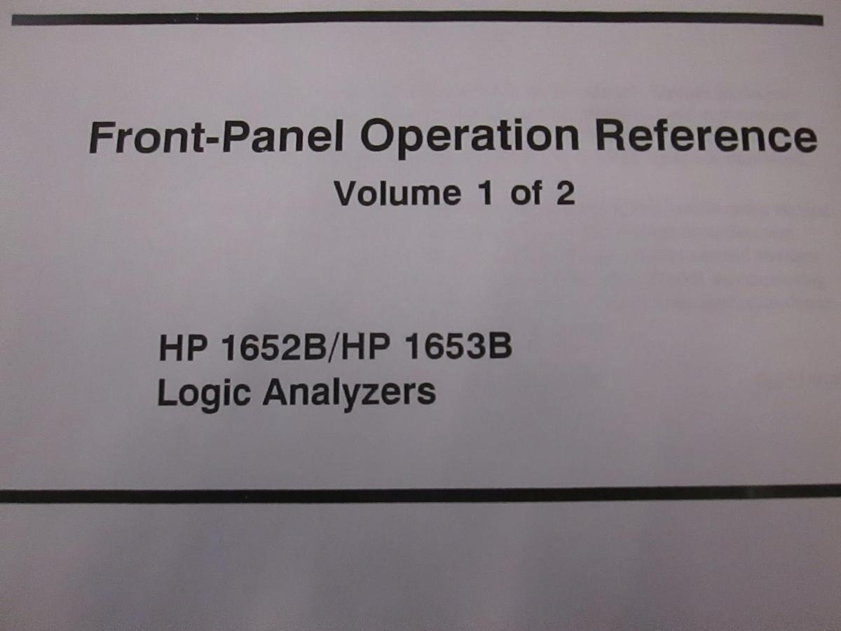 Used HP Model 1652B/1653B Logic Analyzers Front Panel Operation Reference Vol 1, Used