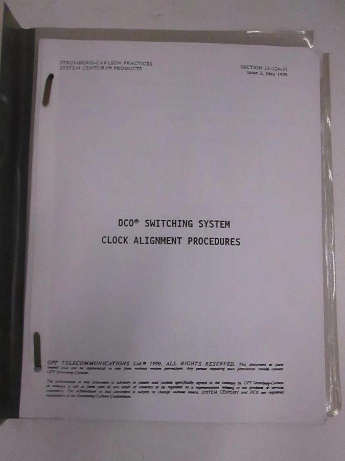 Used Stromberg-Carlson DCO Switching System Clock Alignment Procedures, Used