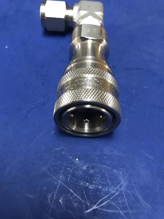 Used Nitto Kohki 2S Female Coupling w/ 3/8" Elbow Tube Fitting, Used