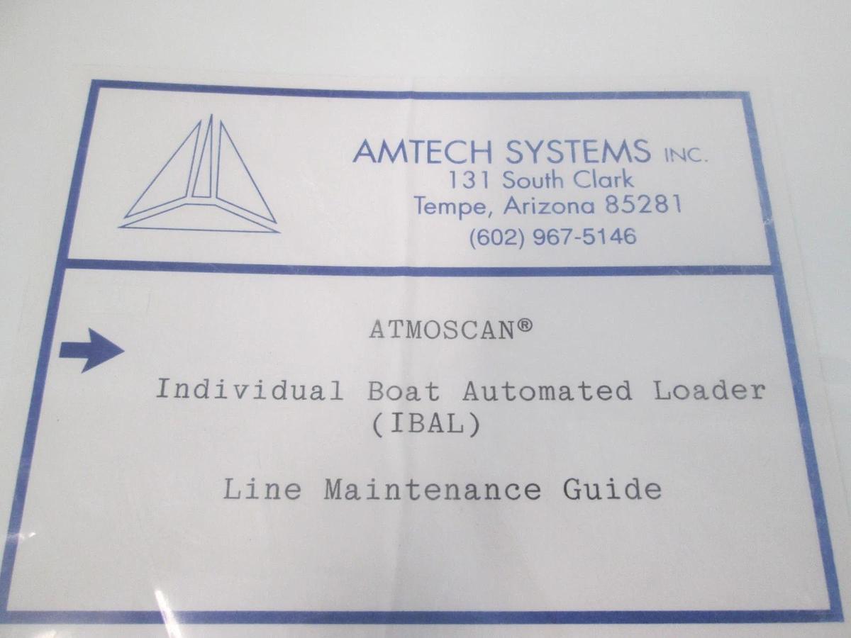 Used Amtech, Atmoscan Individual Boat Automated Loader, Line Maintenance Guide,Used