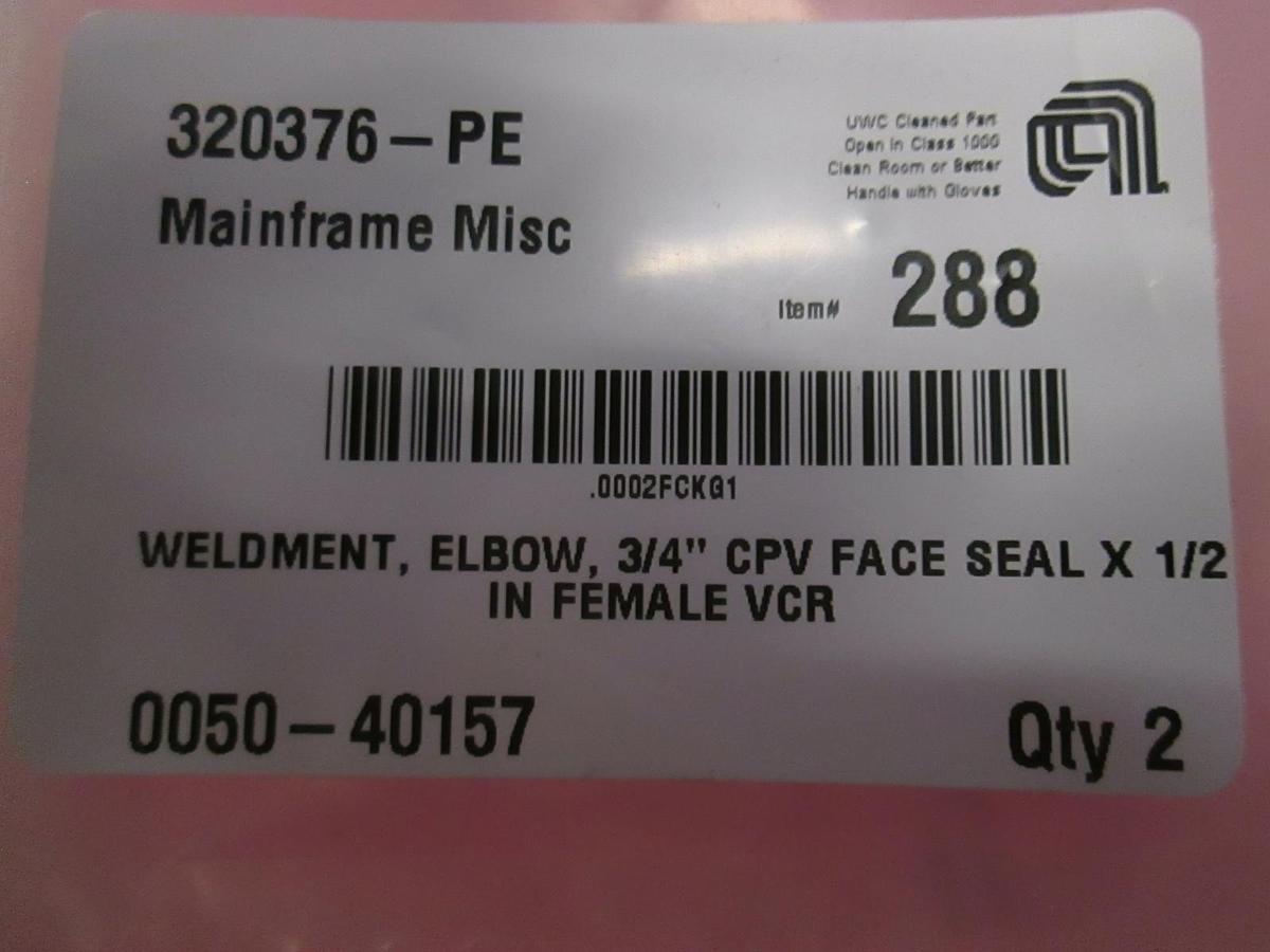 Used AMAT, Weldment, Elbow 3/4" CPV Face Seal X 1/2 In FVCR, 0050-40157, Used