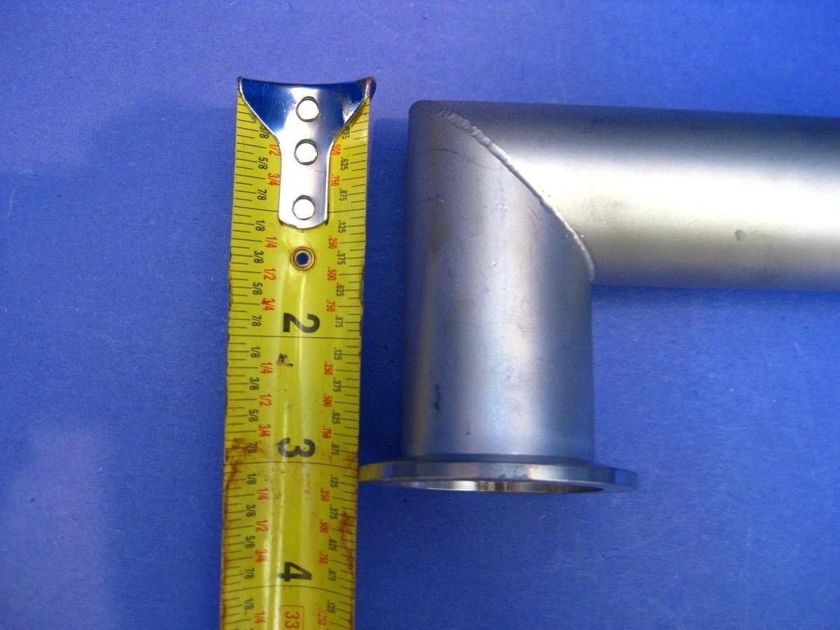 Used Stainless Steel Miltered Elbow Vaccum Pipe, 12" x 2.5" L, NW40 Flanges
