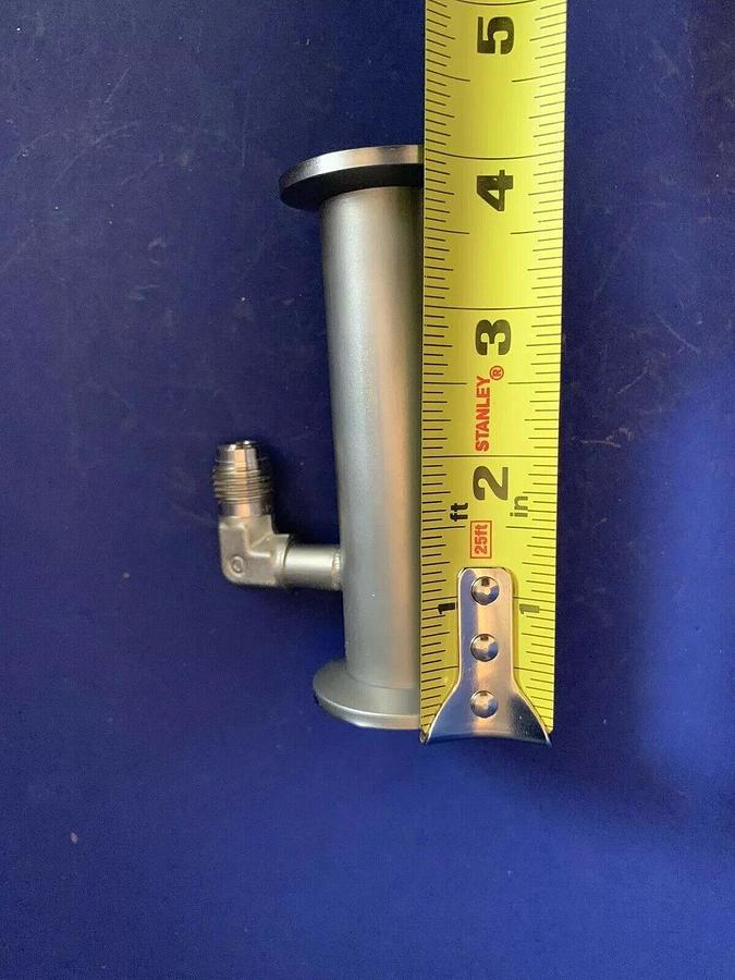 Used Vacuum Tube Nipple w/ 1/4" MVCR Port, 4" SS Pipe, NW25 Flanges, Used