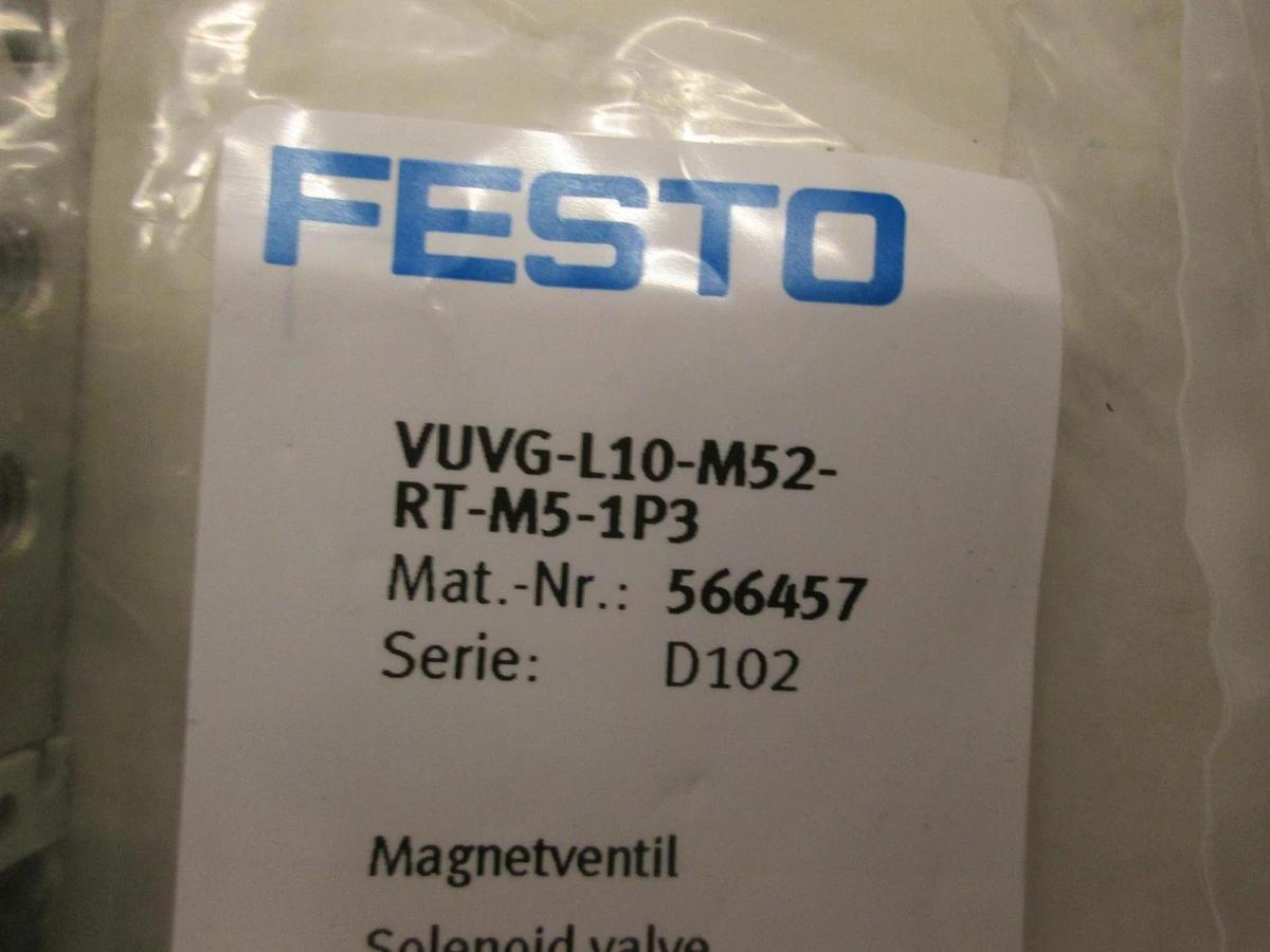 FESTO, VUVG-L10-M52-RT-M5-1P3, Solenoid Valve, New, Lot of 4