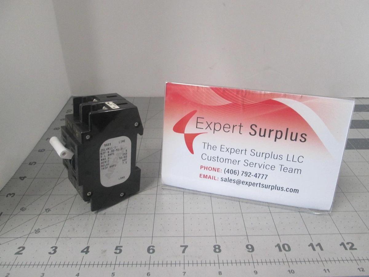Airpax, IELHR11-1-62F-6.00-91-V, 6A, 2 Pole, Circuit Breaker, New