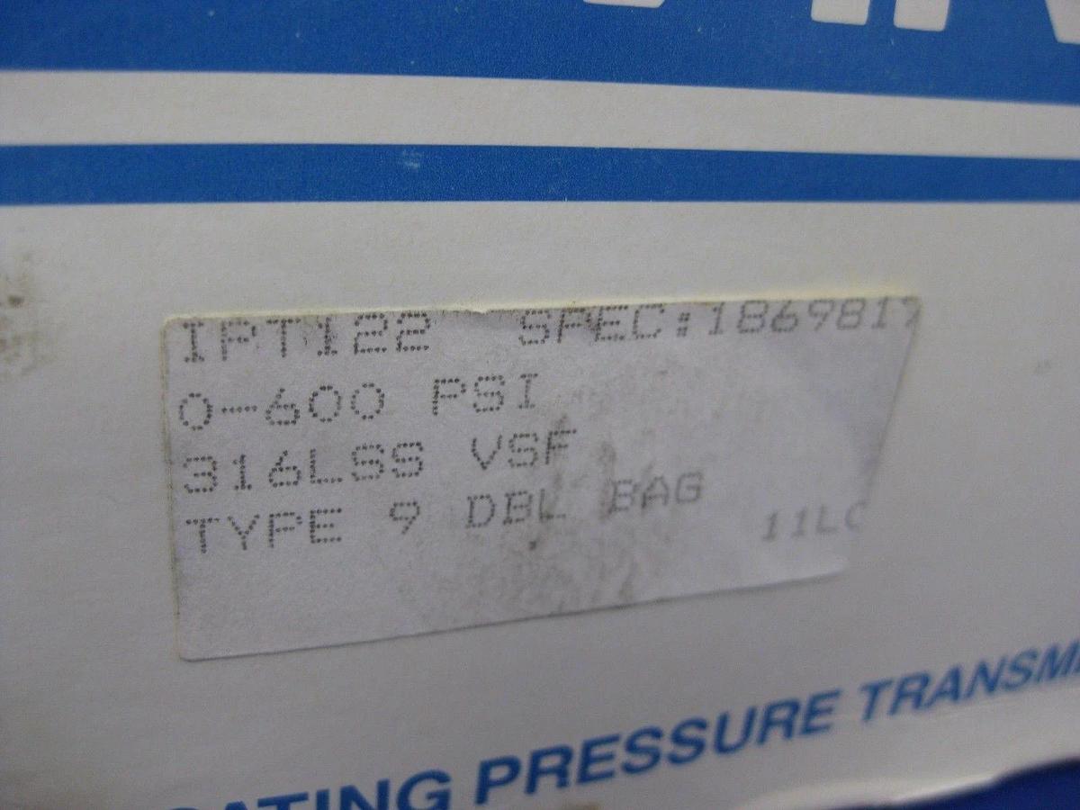 Used Span IPT122 Indicating Pressure Transmitter, Type 9, 0-600 PSI, Swivel FVCR, New