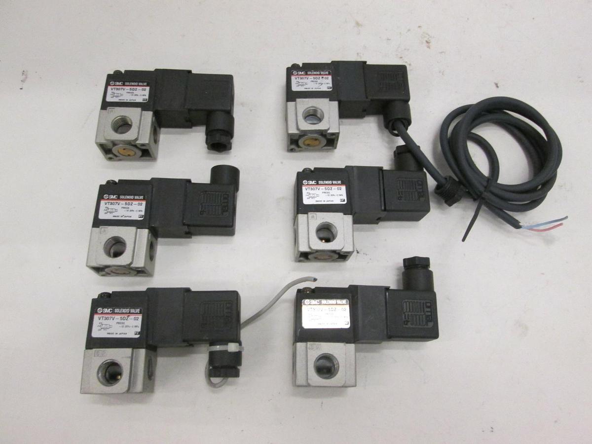 Used SMC, VT307V-5DZ-02, Solenoid Valve, Used, Lot of 6
