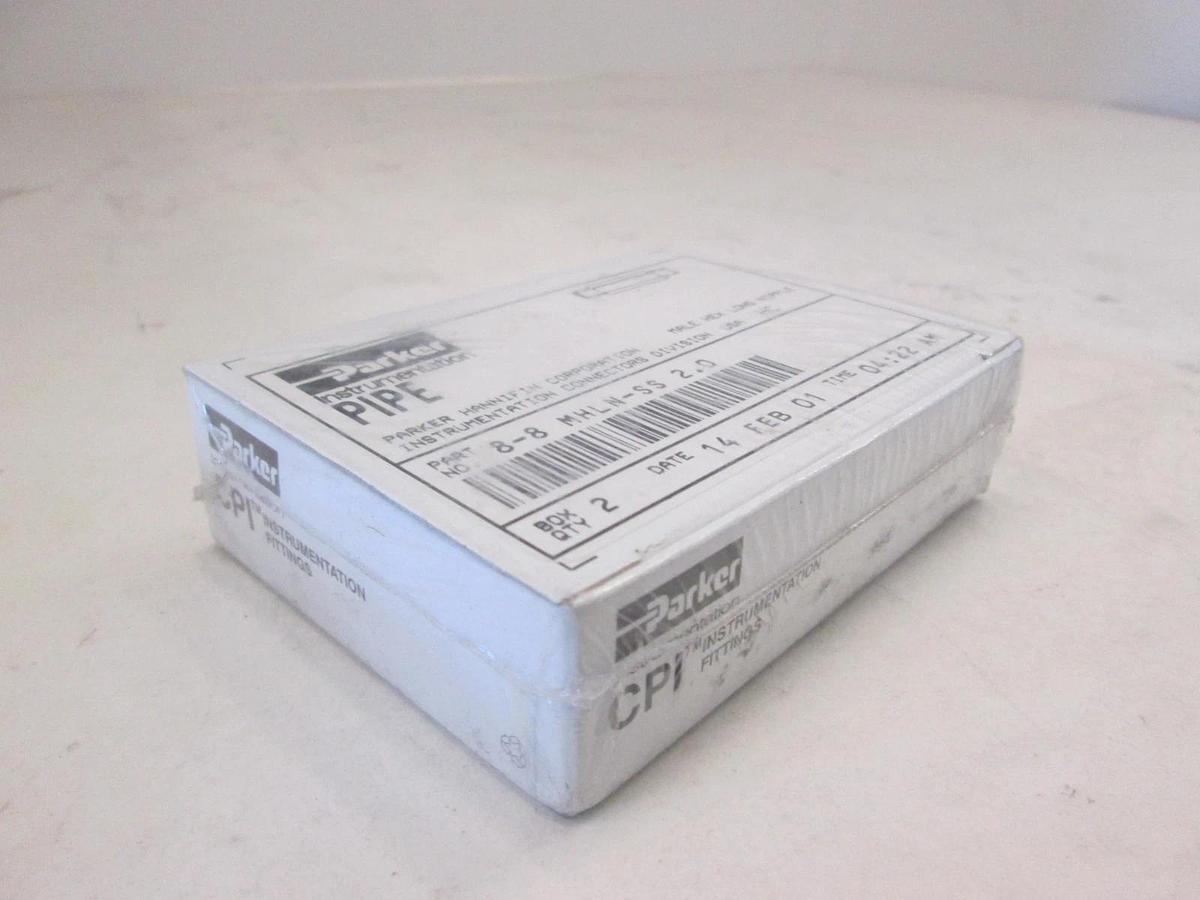 Parker, 8-8 MHLN-SS, Male Hex Long Nipple Fitting Box of 2, New, Original