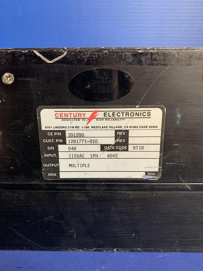 Used Century Electronics 101200 Power Supply, Used