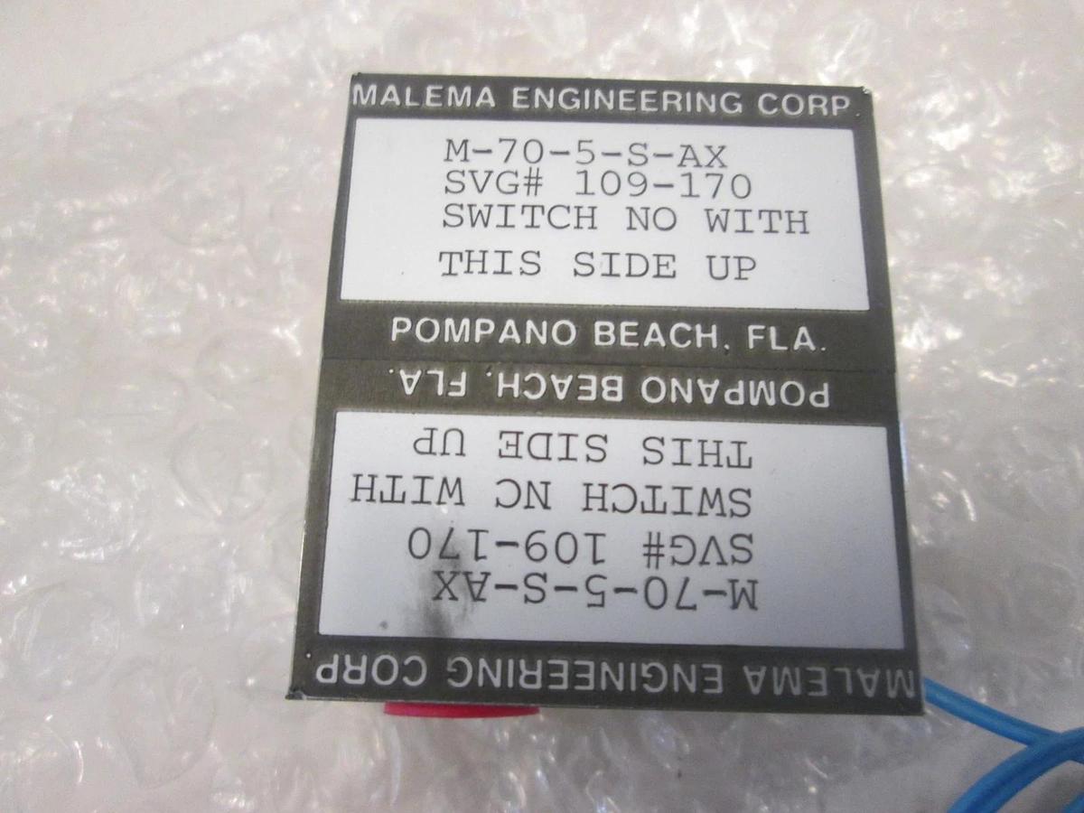 MALEMA ENGINEERING CORP, M-70-5-S-AX, SWITCH, FLOW 316 SST, New