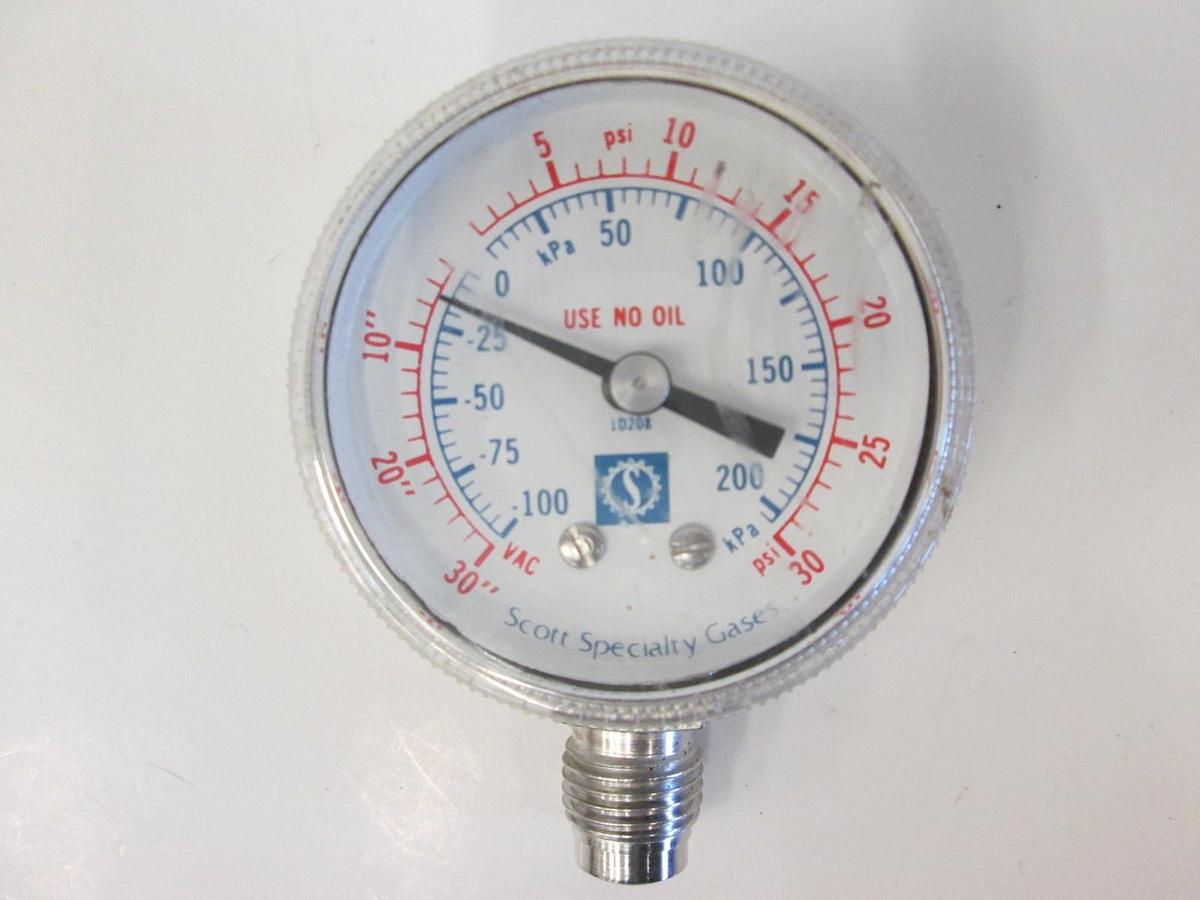 Used Scott / Span Indicating Pressure Switch, 30-0-30 psi, 1/4" MVCR, Used