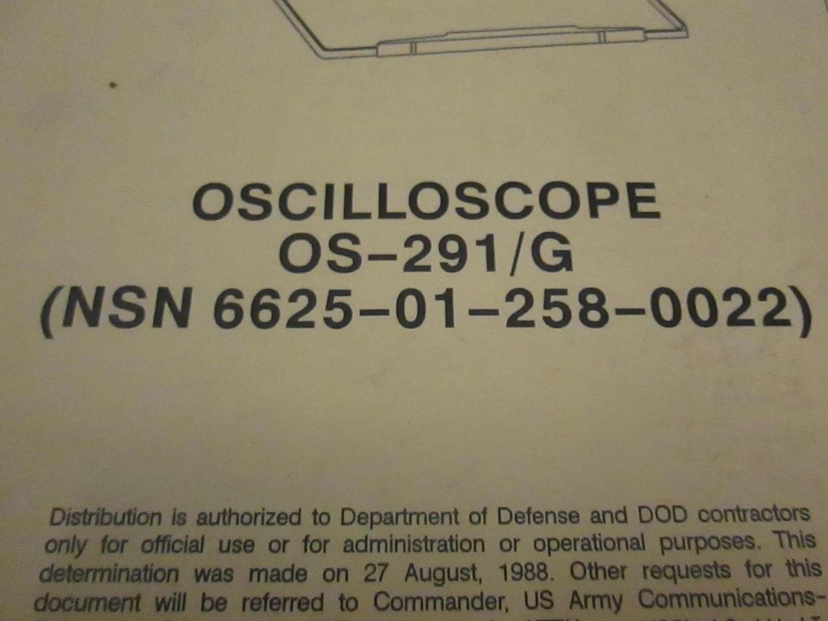Used Tektronix OS-291/G Oscilloscope Operator and Maintenance Manual, Used