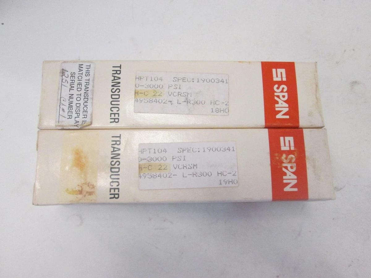 Span, Transducer Pressure Sensor, HPT104, 0-3000 PSI, New, Lot of 2