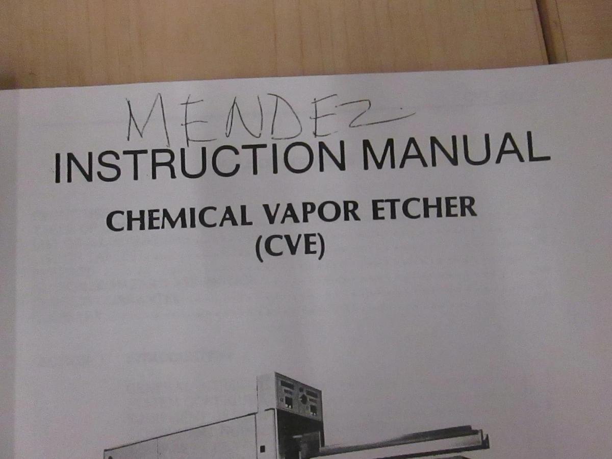 Used ASM Chemical Vapor Etcher (CVE) Instruction Manual, Used