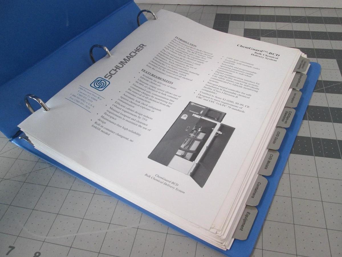 Used Schumacher, ChemGuard-BCD, Bulk Chemical Delivery System Manual, Used
