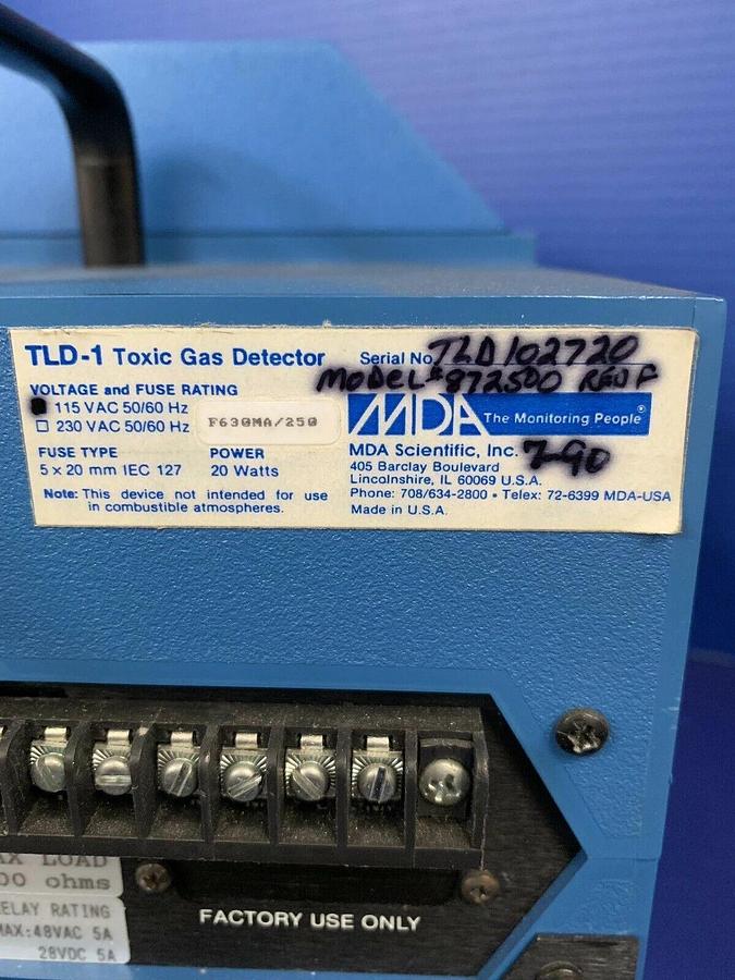 Used MDA Scientific TLD-1 Toxic Gas Detector, Used