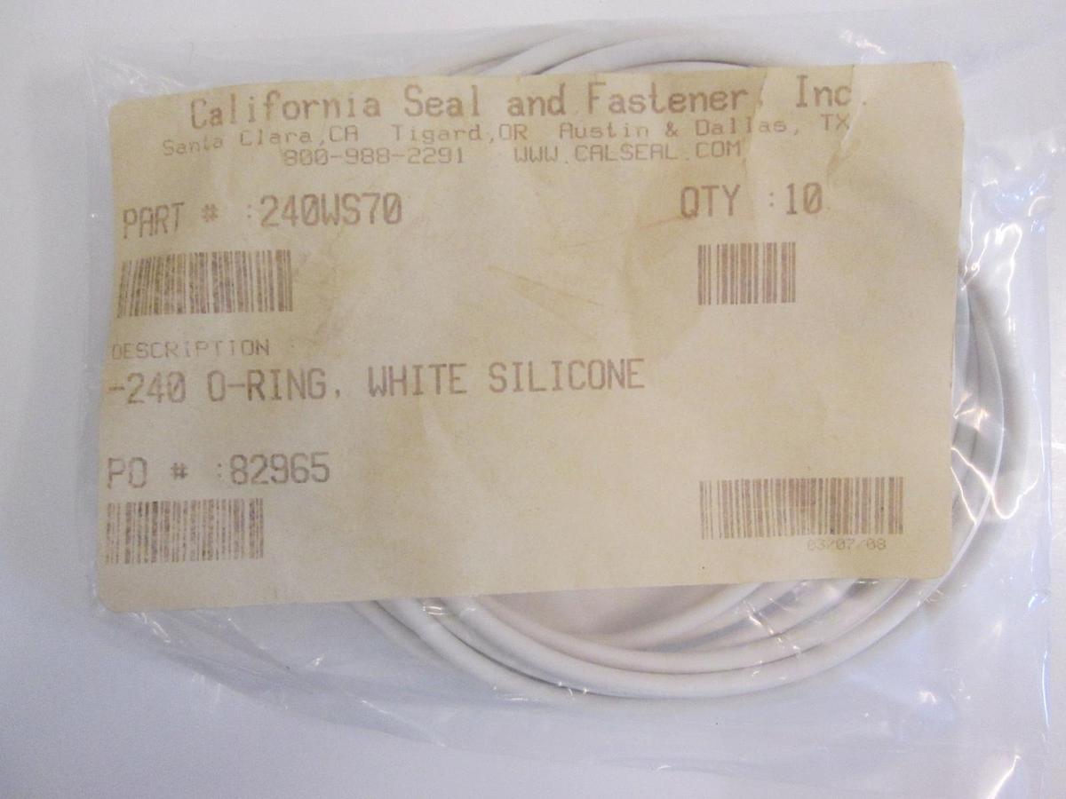 Used California Seal, 240WS70, White Silicone -240, O-Ring Lot of 10