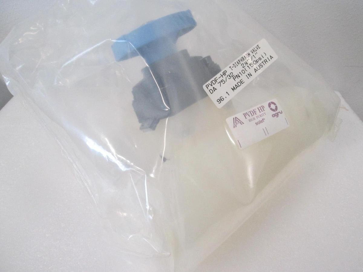 Agru, PVDF-HP, T-Diaphragm Valve 2 1/2"/ 1", 150 PSI, New