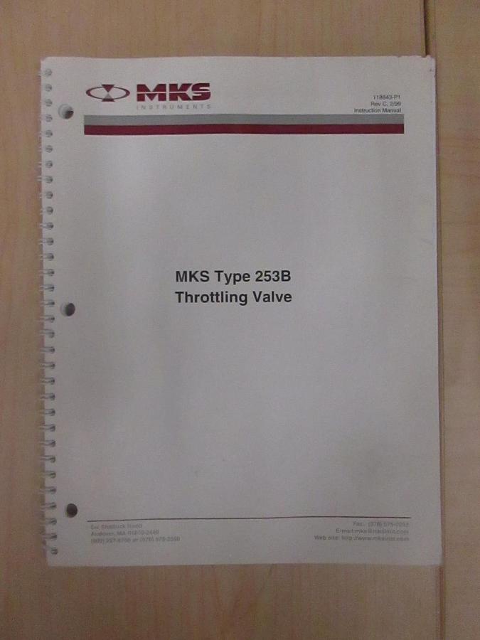 Used MKS Type 253B Throttling Valve Manual, Used