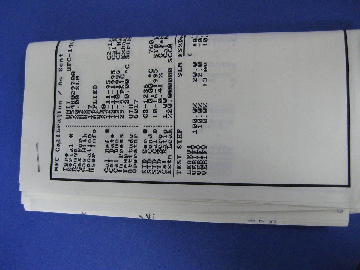 Used Unit UFC-1410N Mass Flow Controller, He, 20 SLM,15 Pin D-Connector