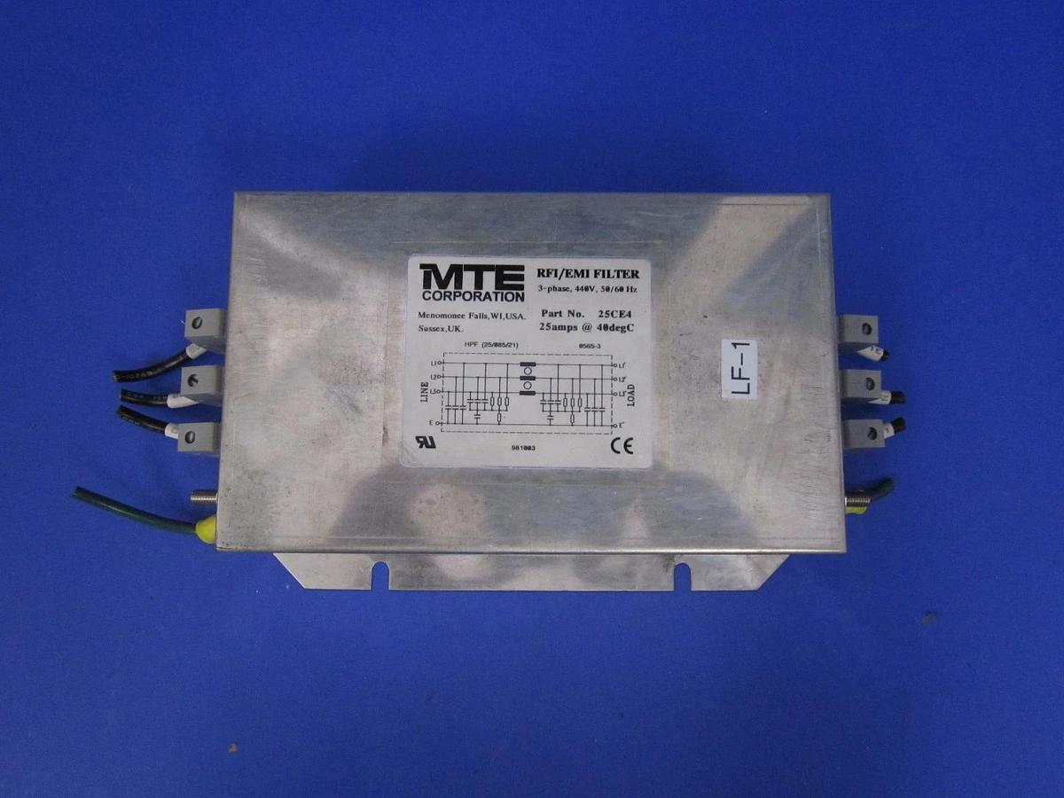 Used MTE Corporation RFI/EMI Filter, 25CE4, 3-Phase, 25A @ 40C