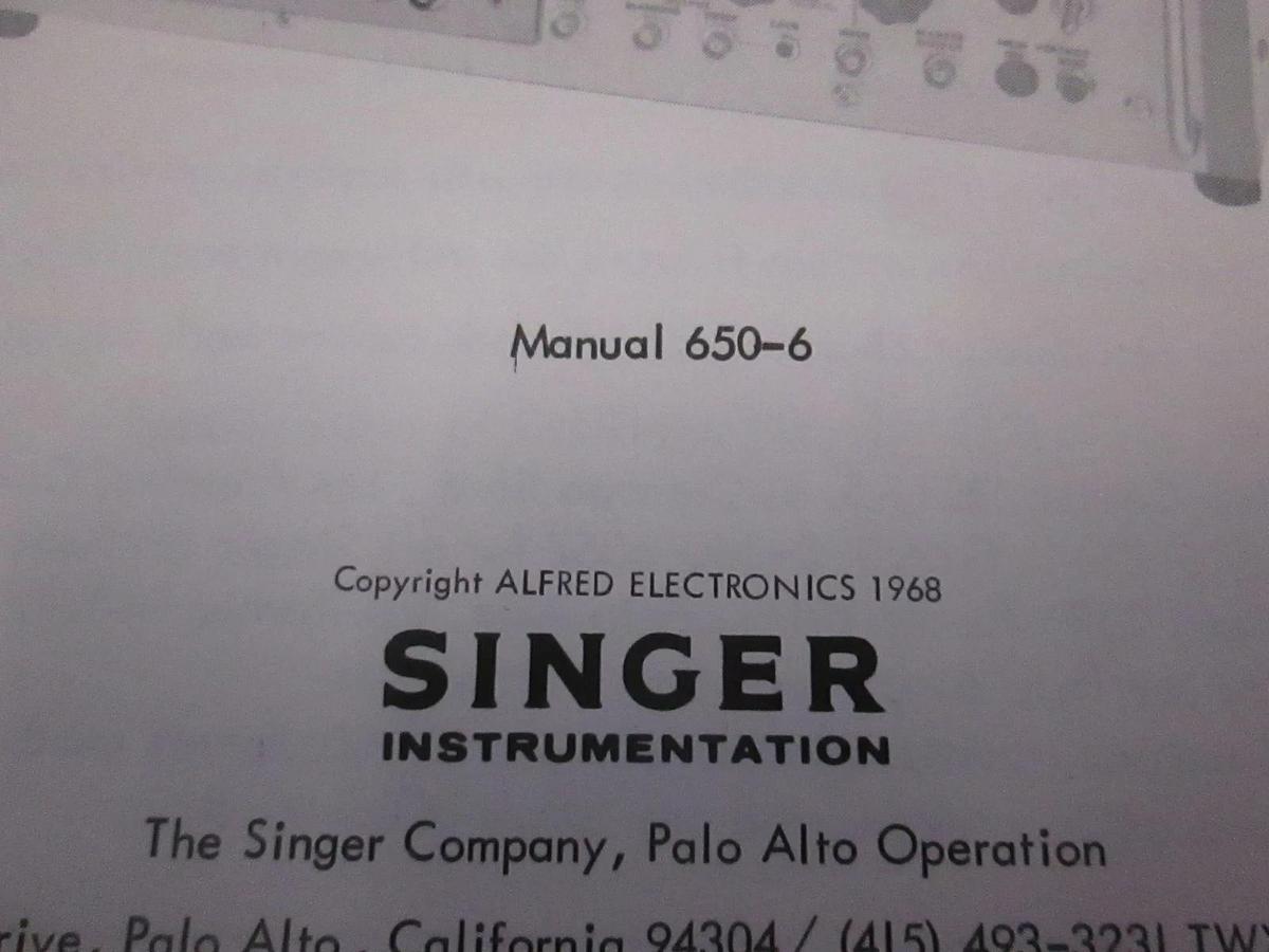 Used Singer Model 650 Sweep Oscillator Plug-In Units Instruction Manual, Used