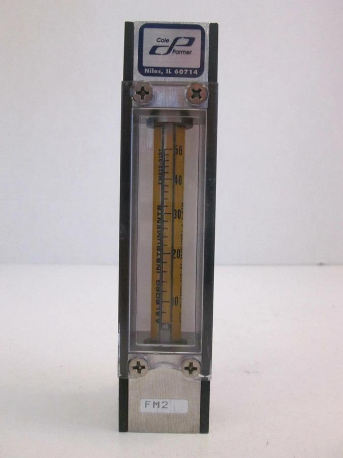 Used Cole Parmer FM032-01ST Valveless Flow Meter, 0-50 PSI, 1/4" Male