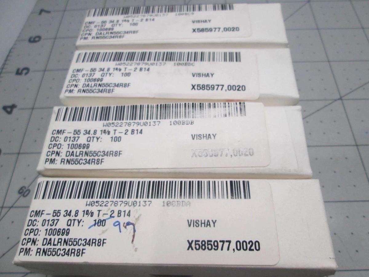Vishay, RB55C34R8F, CMF-55 34.8 1% T-2 B14, New, Lot of 399 (4 Boxes)