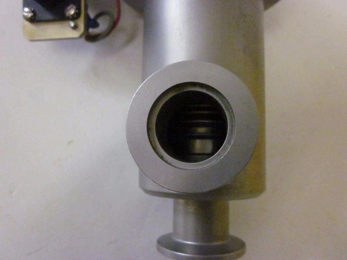 Used HPS MKS Vacuum Bellows Sealed Angle Gate Valve NW-25, 1" w/ Skinner Solenoid