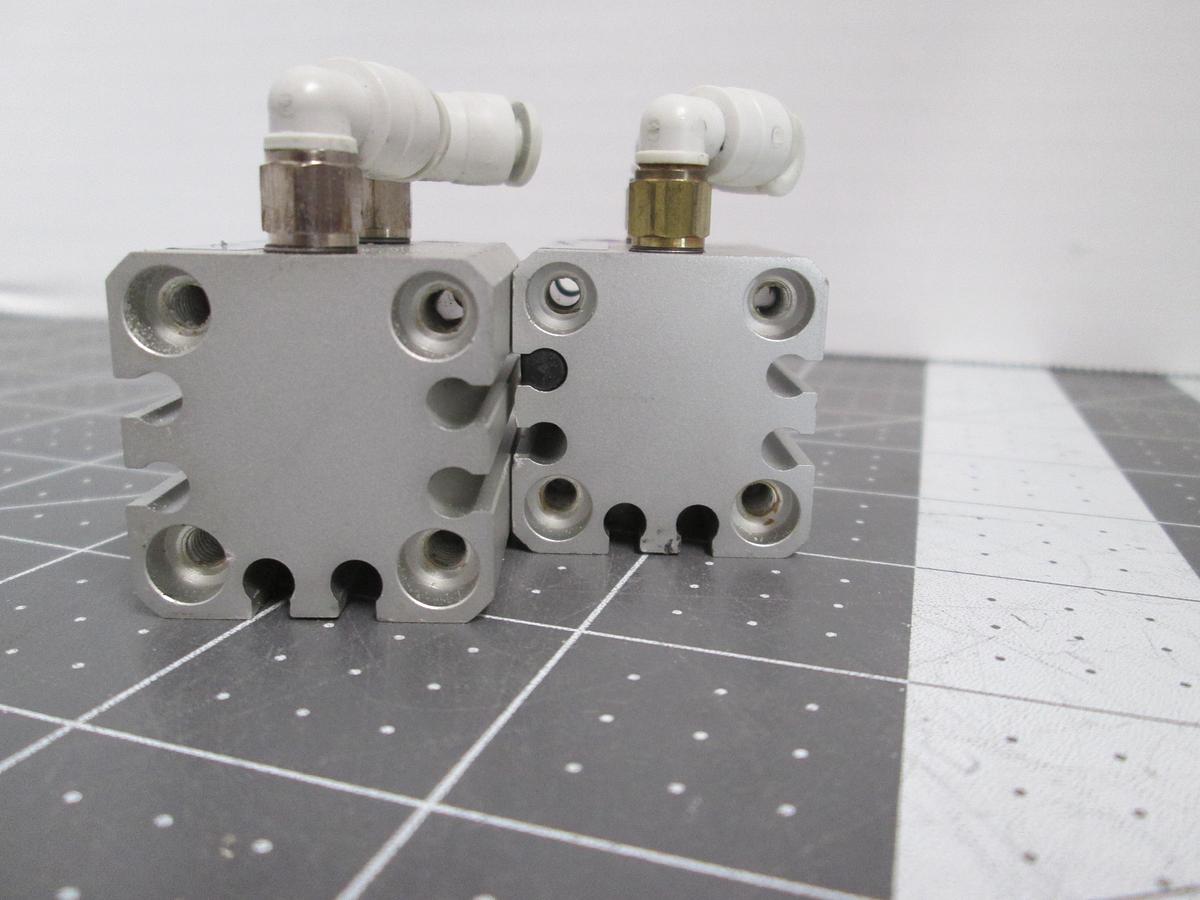 Used Lot of 2 SMC CDQSB16-15DC Compact Air Cylinder Double Acting 16mm Bore 15mm