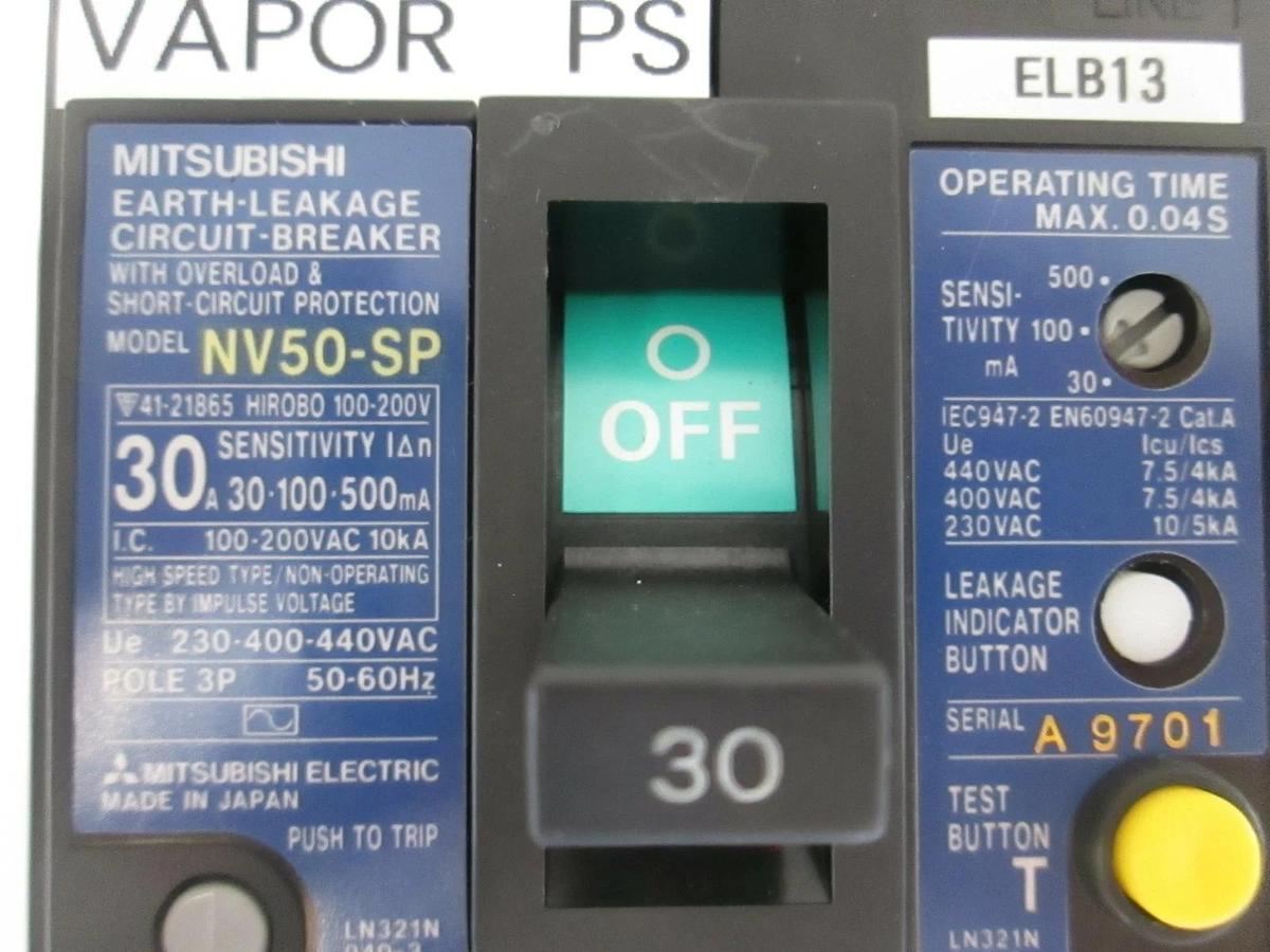 Used Mitsubishi Circuit Breaker Earth Leakage NV50-SP 30A, 3 Pole, Used