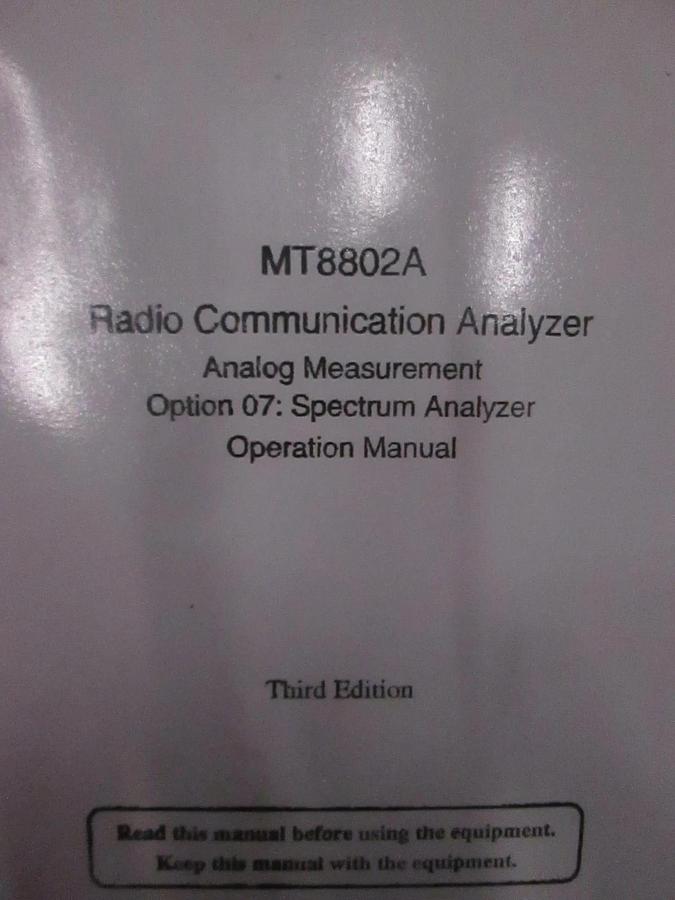 Used Anritsu Corp. Operation Manual For MT8802A Radio Communication Analyzer, Used